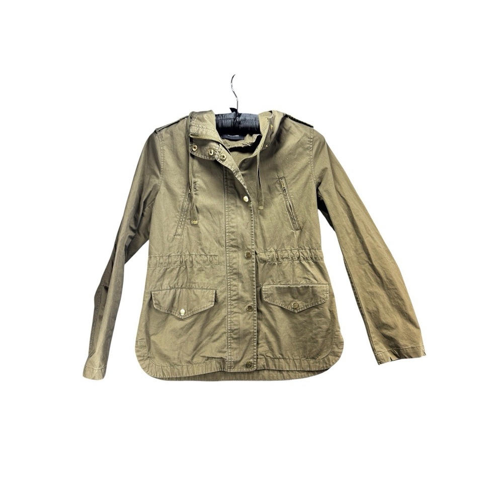 Love Tree Utility Jacket Small Olive Green Hooded Drawstring Military Style